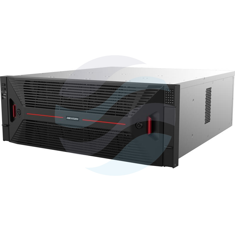 Hikvision DS-96256NI-H24R Rejestrator NVR 256x kanałów IP max. 32Mpx, 1280/1280 Mbps, 2x HDMI (4K), 2x DP (8K), 24x SATA max. 480TB, 1x eSATA, 4x 2.5Gbit, RAID, alarm 16/8, audio 1/1, redundantne zasilanie 1