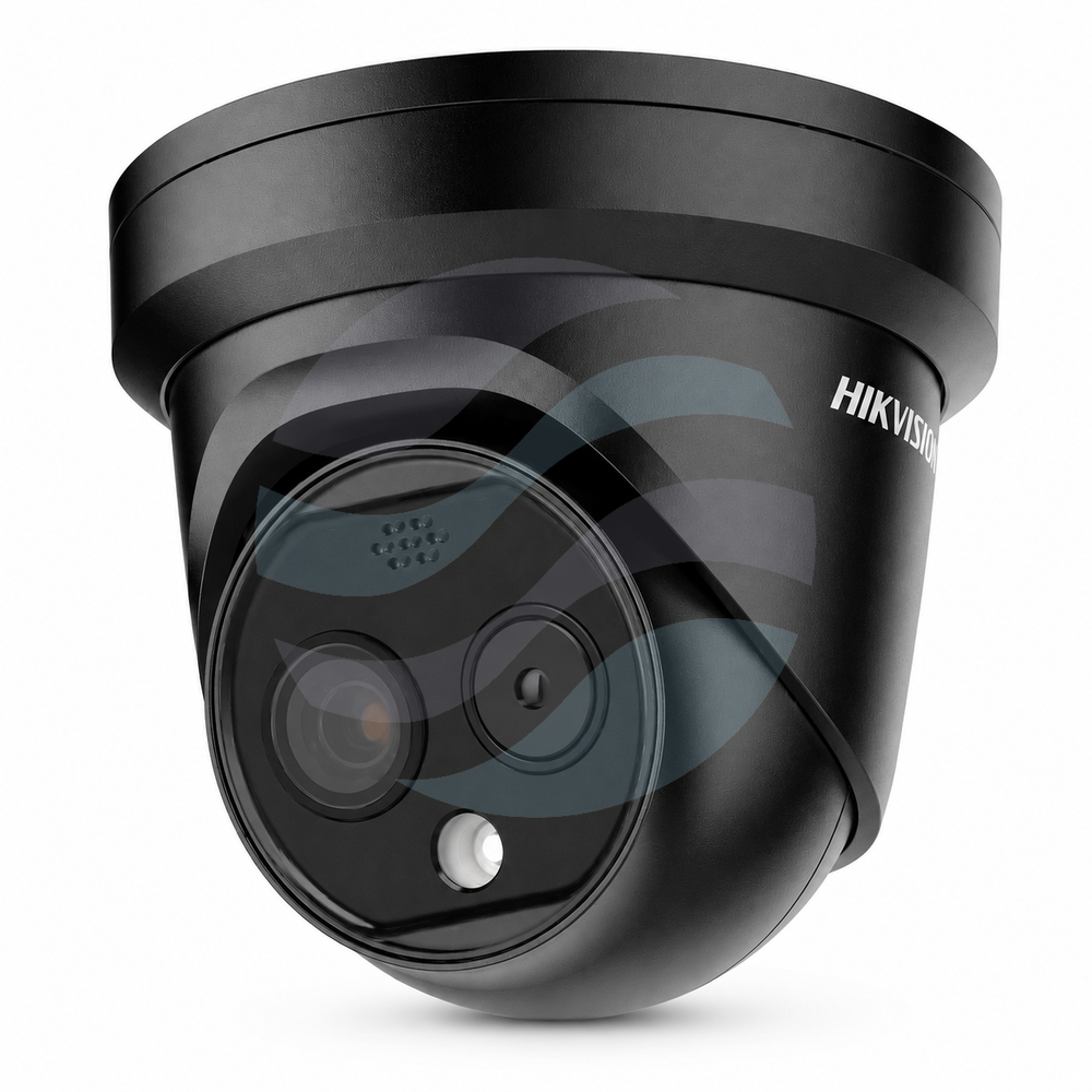 Hikvision DS-2TD1228-2/QA(BLACK) Kamera IP termowizyjna dualna turret 256×192, 2.1mm + 4Mpix, 2.2mm, 0.0176Lux, IR do 15m, światło białe do 30m, detekcja pożaru, pomiar temperatury, IP67, czarna 1