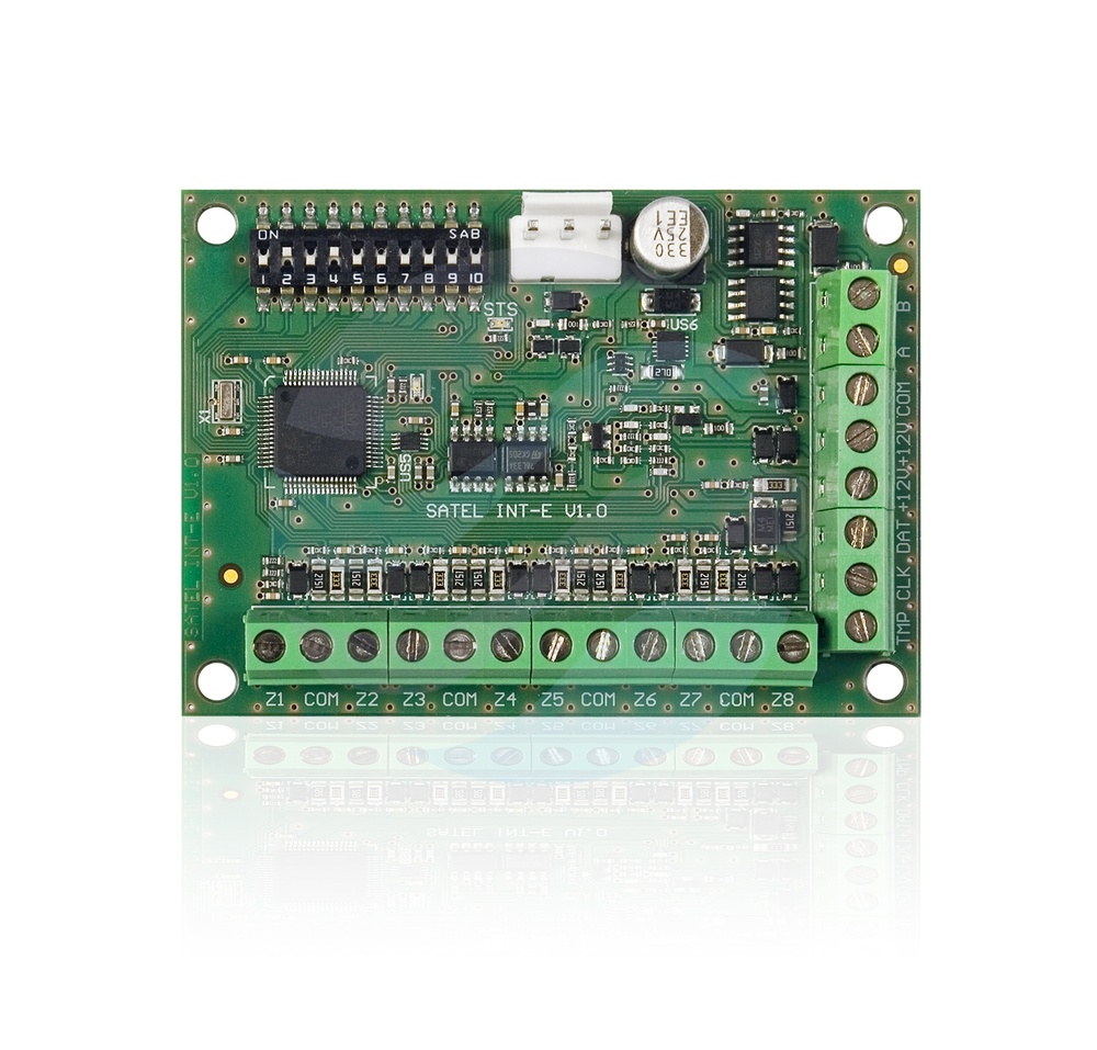 SATEL INT-E Ekspander wejść do 8x (NO, NC, EOL, 2EOL/NO, 2EOL/NC), RS-485, Grade 3 1