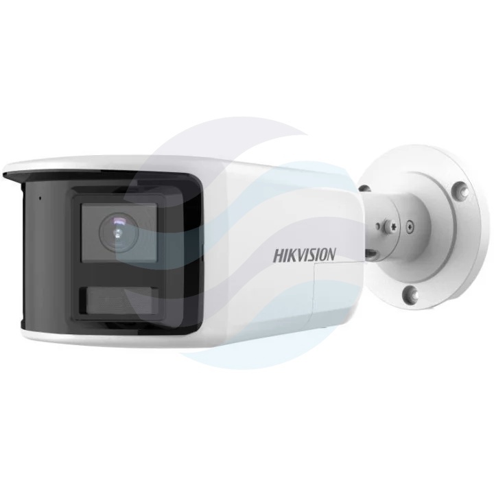 Hikvision DS-2CD2T43G2P-LISU/SL (180°) Kamera IP 4Mpix panoramiczna 180° bullet 2.8mm, 0.005lux, F1.6, Smart Hybrid Light, Live Guard, IP67, WDR 120dB, IR/LED do 30m, mikrofon, głośnik, alarm 1/1, mSD do 512GB, AI, biała 1
