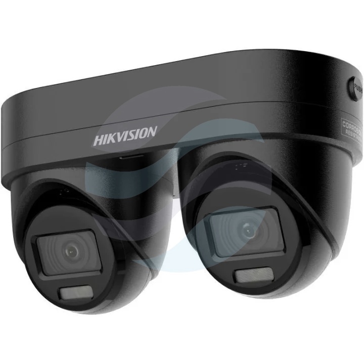 Hikvision DS-2CD2346G3D-IZ2UY/SL(2.8/4) BLACK Kamera IP 4Mpix+4Mpix multisensoryczna kopułkowa, 2x niezależny obiektyw motozoom 2.8/4mm, 0.001lux, F1.6, DarkFighter, AcuSense, aktywne odstraszanie światłem i dźwiękiem, IR do 30m, 2x mikrofon, głośnik, WDR 1