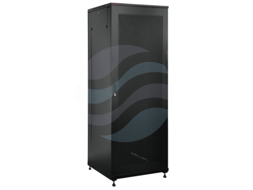 Q-LANTEC Szafa serwerowa 19" 42U 600x1000, drzwi przednie stalowe perforowane, drzwi tylne stalowe perforowane, czarna 1