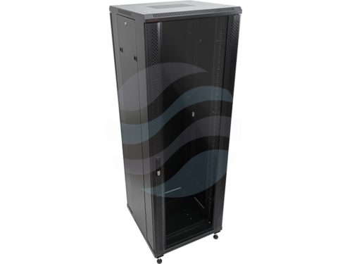 Q-LANTEC Szafa stojąca 19" 36U 600x800, drzwi przednie szklane, osłona tylna metalowa pełna, czarna 1