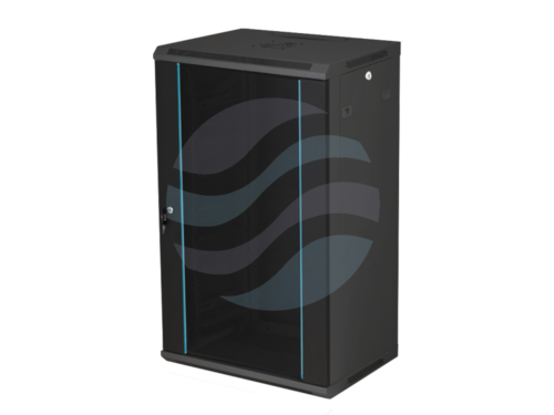 Q-LANTEC Szafa wisząca 19" 15U 600x450, niedzielona, drzwi szklane jednoskrzydłowe, FLAT PACK, czarna 1
