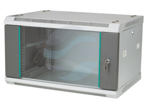 Q-LANTEC Szafa wisząca 19" 4U 600x450, niedzielona, drzwi szklane jednoskrzydłowe, szara 1