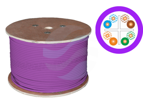 ALANTEC Kabel U/UTP kat.6 4x2x23AWG, klasa B2ca 475MHz, LSOH WEWNĘTRZNY FIOLETOWY 500m 1