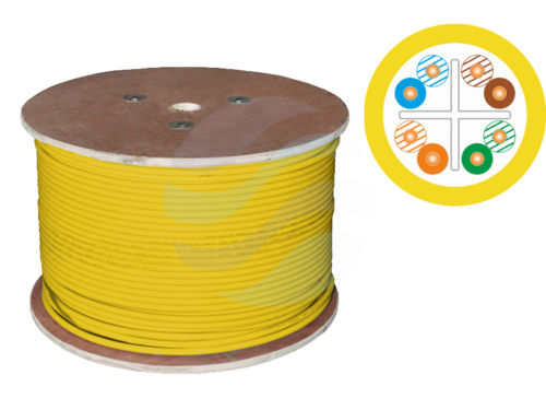 ALANTEC Kabel U/UTP kat.6 4x2x23AWG, klasa B2ca 475MHz, LSOH WEWNĘTRZNY ŻÓŁTY 500m 1