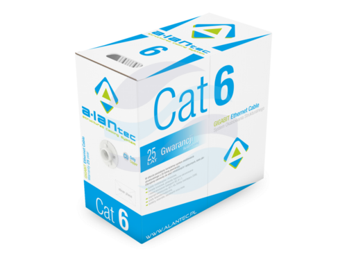 ALANTEC Kabel U/UTP kat.6 4x2x23AWG, klasa Eca, 250MHz, PVC WEWNĘTRZNY 305m 1