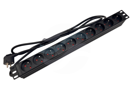 ALANTEC Listwa zasilająca 19" 1U, 10x gniazda typu E - CEE 7/5, 16A 3500W, kabel 1,8m, czarna 1