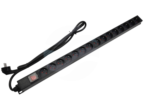 ALANTEC Listwa zasilająca pionowa, 15x gniazda typu E - CEE 7/5, 16A 3500W, z wyłącznikiem LED, kabel 1,8m, czarna 1