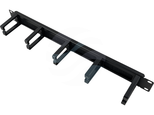 ALANTEC Organizator kabli 1U 19" 5x uchwyt plastikowy z przepustem szczotkowym, czarny 1
