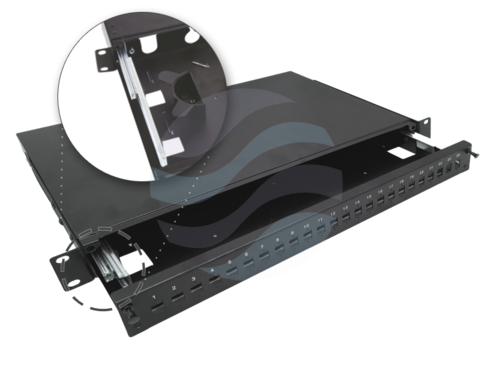 ALANTEC Przełącznica światłowodowa 19" 1U 24x SC Simplex, prowadnice, czarna 1