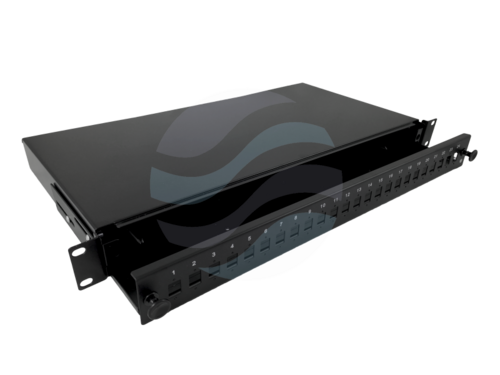 ALANTEC Przełącznica światłowodowa 1U 19" 24xSC simplex wysuwalna z akcesoriami, czarna 1