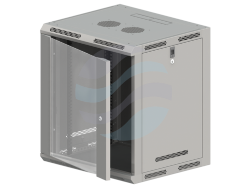 ALANTEC Szafa wisząca 19" 15U 600x500, niedzielona, drzwi szklane jednoskrzydłowe, FLAT PACK, szara 1