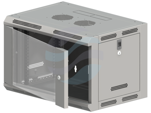 ALANTEC Szafa wisząca 19" 6U 600x600, niedzielona, drzwi szklane jednoskrzydłowe, FLAT PACK, szara 1