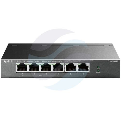 TP-Link TL-SF1006P Switch PoE 4x 10/100Mb/s 802.3af/at, 2x LAN Uplink, 67W, desktop metal 1
