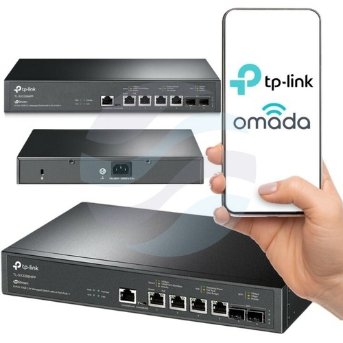 TP-Link TL-SX3206HPP Switch zarządzalny JetStream Omada 6x 10G, 2x SFP+, PoE++ 802.3bt, 200W, L2+, Rack 19", metal 1