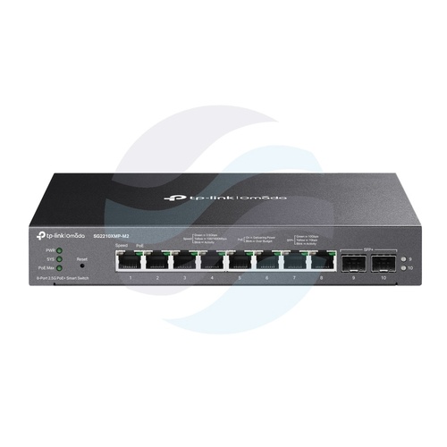 TP-Link SG2210XMP-M2 Switch Smart Omada 8x 2.5G BASE-T PoE+, 2x 10G SFP+, 160W, metal 1