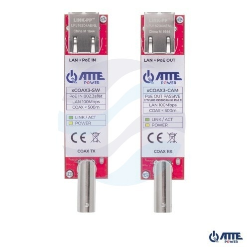 ATTE POWER xCOAX3-SET Zestaw aktywnych konwerterów do transmisji Ethernet oraz PoE po koncentryku 1