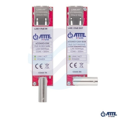 ATTE POWER xCOAX3-SET-BOX Zestaw aktywnych konwerterów do transmisji Ethernet oraz PoE po koncentryku 1