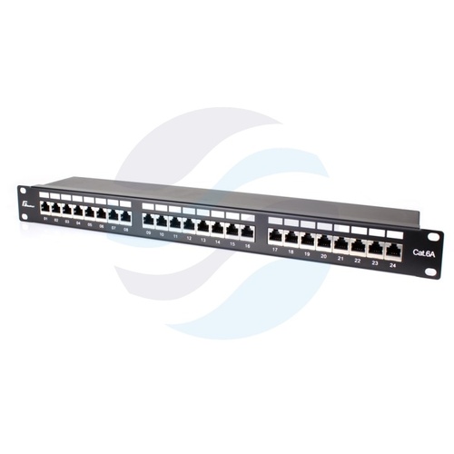 GETFORT PGF-6AFTP24-B6 Patch panel FTP 24-port kat.6A, rack 19" 1U z półką, czarny 1