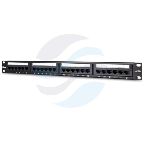 GETFORT PGF-6AUTP24-B5 Patch panel UTP 24-port kat.6A, rack 19" 1U z półką, czarny 1