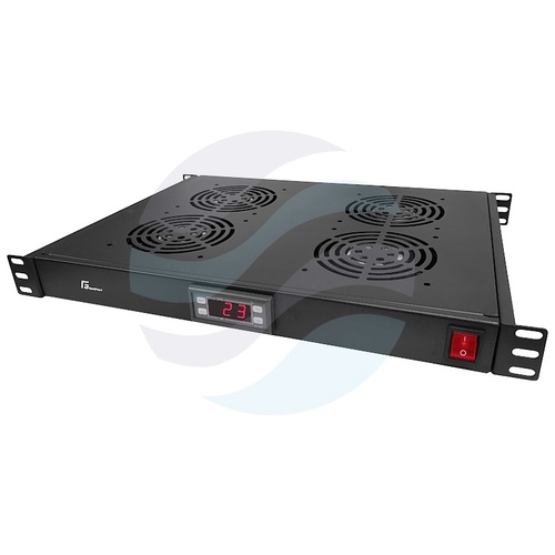 GETFORT Panel wentylacyjny 19" 1U LCD 4x WEN 230V z termostatem, czarny 1