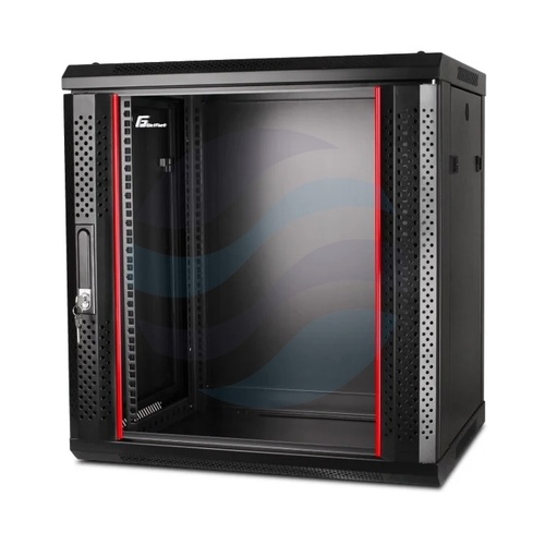 GETFORT Szafa wisząca 19" 12U 600x450mm czarna, drzwi szklane 1