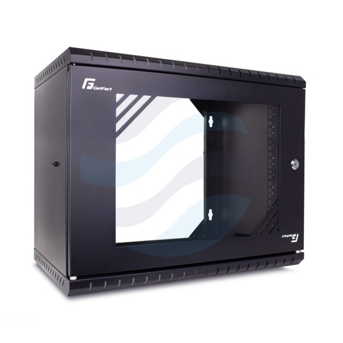 GETFORT Szafa wisząca 19" 9U 520x450mm czarna, drzwi szklane 1