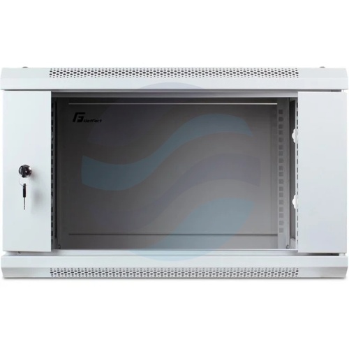 GETFORT Szafa wisząca 19" 6U ECO v2 1 600X450mm, szara, drzwi szklane, otwarty tył 1