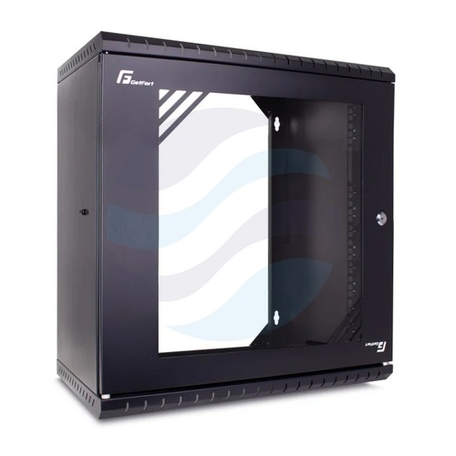 GETFORT Szafa wisząca 19" 12U ECO v3 520x340mm, czarna, drzwi szklane, otwarty tył 1