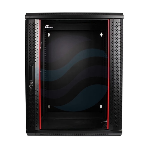 GETFORT Szafa wisząca 19" 15U 600x550mm, szara, drzwi szklane, dwusekcyjna 1