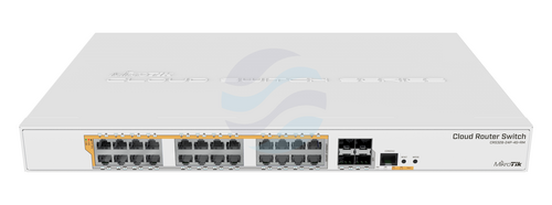 Mikrotik CRS328-24P-4S+RM Router / Switch gigabitowy 24x 10/100/1000Mbps PoE/PoE+ pasywne lub 802.3af/at 500W, 4x SFP+ 10G, 800MHz, 512MB, L5 1