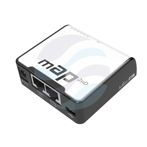 Mikrotik mAP2nD Router mini 2x LAN 400MHz 64MB, 2,4 GHz 2x2 MIMO, PoE 802.3af/at, mUSB, DC 10-57V, L4 1