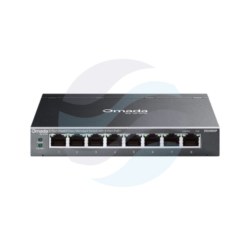 TP-Link ES208GP Switch gigabitowy zarządalny PoE+ Omada 8x 10/100/1000Mbps 802.3af/at, 64W, metal 1