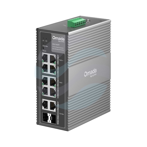 TP-Link IES210GPP Switch przemysłowy gigabitowy 2x PoE++ 10/100/1000 Mb/s, 6x PoE+10/100/1000 Mb/s, 2x Gigabit Combo SFP/RJ45, DIN, 1+1 DC 12-57V 1