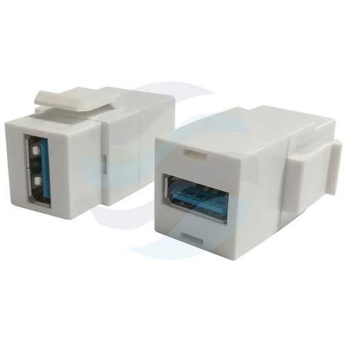 Moduł keystone, USB 3.0 typ A-żeńskie / A-żeńskie, biały 1