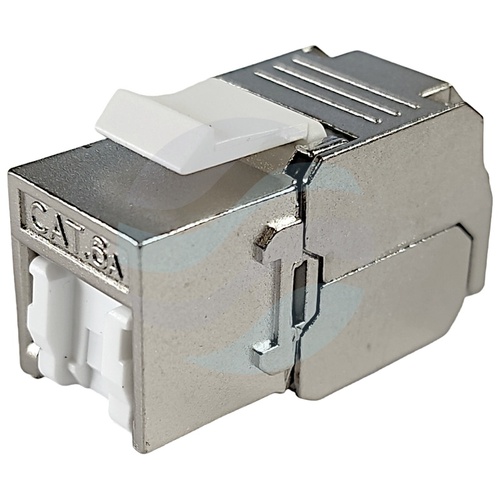 Moduł keystone RJ-45 kat.6A STP, beznarzędziowy, wewnętrzna zapadka przeciwkurzowa, 10Gbps, metal 1