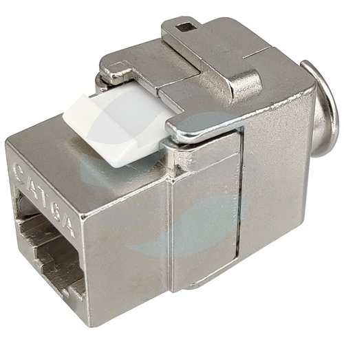 Moduł keystone RJ-45 kat.6A STP, beznarzędziowy, wersja SLIM (głębokość 26mm), 10Gbps, metal 1