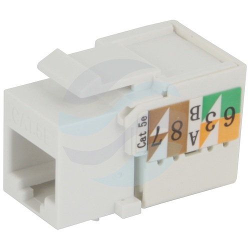 Moduł keystone RJ-45 kat.5e UTP, zaciskany od góry LSA, profil SLIM 18mm, biały plastik 1