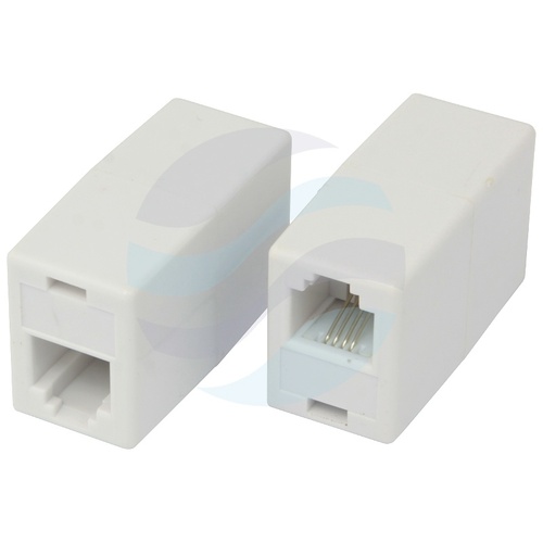 Łącznik modularny 2x gniazdo 6P4C (RJ11/RJ12), nieekranowany, biały, plastik 1