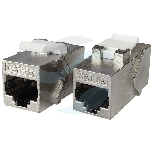 Łącznik modularny Keystone RJ-45 STP kat.6A, 2x gniazdo RJ45, 10Gbps, ekranowany, metal 1