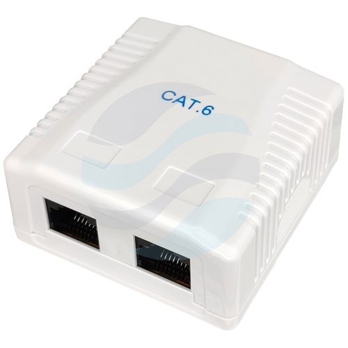 Gniazdo natynkowe mini UTP nieekranowane kat.6 2x RJ45, zatrzask, białe 1