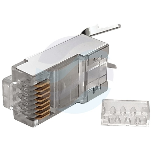 Wtyk RJ45 przelotowy typ EZ 8p/8c kat.6A FTP/STP drut, ekranowany - opak. 100szt. 1