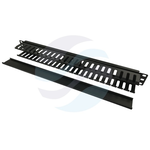 Organizator 19" 1U uchwyty metal/plastik, listwa x24, czarna 1