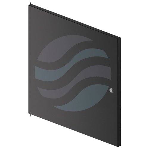 Drzwi pełne stalowe do szafy Rack 19" wiszącej 12U 600mm, zamek z kluczem, 2x zawias, czarne 1