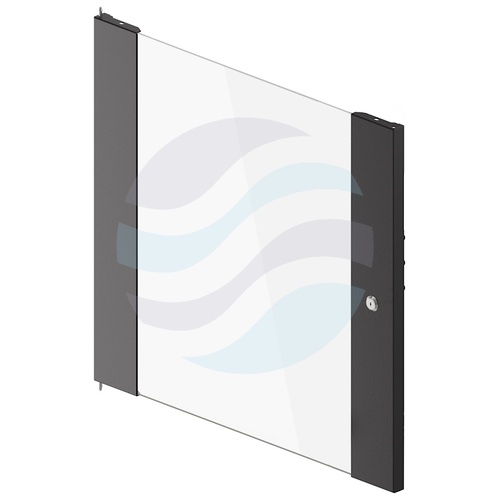 Drzwi z szybą przednie do szafy wiszącej Rack 19" 12U 600mm, szkło hartowane, zamek z kluczem, czarne 1