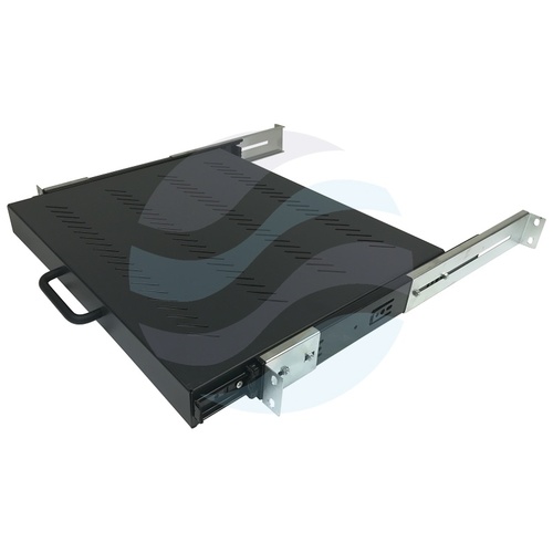 Półka wysuwana 19" 1U 350mm z uchwytem do 80kg, czarna 1