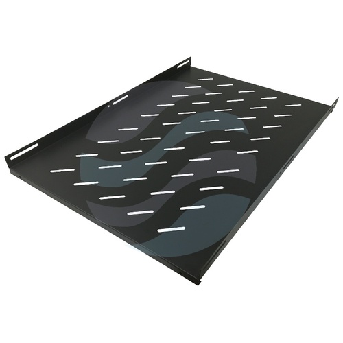 Półka stała 19" 1U 700mm perforowana, montaż czteropunktowy (bok), do szaf 1000mm, stal, udźwig 50kg, czarna 1