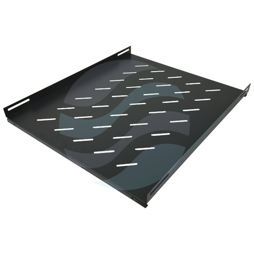 Półka stała 19" 1U 550mm perforowana, montaż czteropunktowy (bok), do szaf 800mm, stal, udźwig 60kg, czarna 1